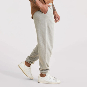 Wholesale High Quality Plain Dyed Cotton Fleece Mid Breathable Men's High Street Sweatpants Fashionable Durable Stylish - Product Image 3