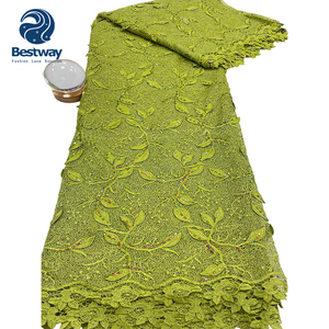 Encaje de Cordón <span class=keywords><strong>Guipur</strong></span> Bestway, Tela de Encaje Africano <span class=keywords><strong>Bordado</strong></span> <span class=keywords><strong>con</strong></span> <span class=keywords><strong>Piedras</strong></span>, Tela de Encaje Nigeriana de Alta Calidad para Bodas y Fiestas - Product Image 5