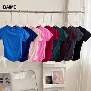 Camiseta Deportiva de <span class=keywords><strong>Manga</strong></span> Corta, Ajustada, Transpirable y que Absorbe la Humedad, <span class=keywords><strong>sin</strong></span> Costuras en la Parte Delantera - Product Image 6