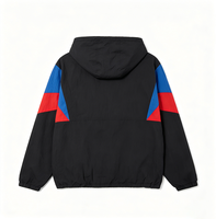 Chaqueta Cortavientos con Capucha y Media Cremallera para Hombre, Diseño Personalizado con Bloques de Color, Resistente al Agua, Transpirable, Ecológica, Ropa Urbana de Primavera, ODM OEM