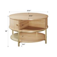 Table basse ronde moderne de 23,6 pouces avec rangement, tables basses rondes à 3 niveaux pour le salon