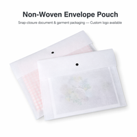 Pochette enveloppe non tissée avec bouton pression semi-transparent thermosoudée, emballage cadeau personnalisé avec logo, tailles XS S M L, vente en gros