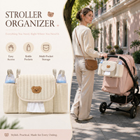 Organisateur de poussette avec porte-mouchoirs et doubles poches pour biberons, sac à couches suspendu multifonction pour poussettes