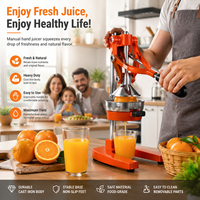 Exprimidor Manual Comercial de Cítricos, Máquina Exprimidora de Naranjas y Limones, Extractor de Frutas de Acero Inoxidable, Exprimidor Manual