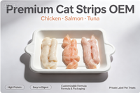 Friandises humides pour chats, en gros, OEM, ODM, marque privée, à lécher, riches en protéines, sans céréales, en purée crémeuse, en bandes, saveur poulet et thon