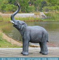 Accessoires de décoration de fête de mariage sur le thème de l'extérieur Grandes sculptures d'animaux Résine artificielle Artisanat Statues d'éléphants d'animaux en fibre de verre