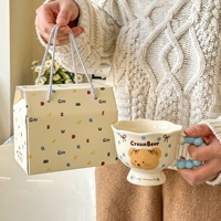 Ensemble de tasses en céramique personnalisables Lelyi, mignonnes, avec boîte cadeau, tasse à eau de bureau élégante, cadeau d'anniversaire avec un design d'ours et de cœur