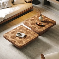 Table basse carrée créative en bois massif, luxe, nouvelle collection, pour salon, en noyer, motif trèfle à quatre feuilles, combinaison de tables d'appoint