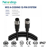 M12 12-poliges Stecker-zu-Buchse-Verlängerungskabel A-kodiert IP67 Wasserdichter Industrieller Rundsteckverbinder Kabelkonfektion für Sensor-Automatisierung