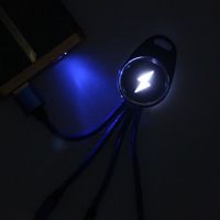 Kabel Pengisi Daya Portabel 3 Dalam 1, Gantungan Kunci Mini USB 2A Led Kepang Nilon