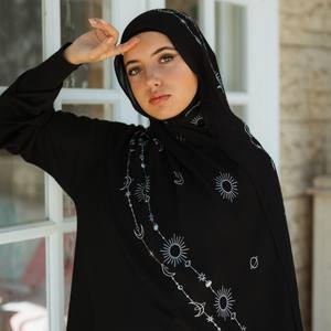 2025 Personnalisé Élégant Floral Respirant Quatre Saisons Bandeaux Modal Hijab Conception Croissant Soleil Classique Foulards Châles Arabe - Product Image 6