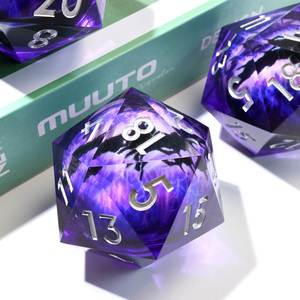 Dado D20 de Resina Poliédrico con Núcleo Líquido Flotante Ojo de Dragón Morado Grande para Dungeons & Dragons TTRPG -L7 D20 50mm - Product Image 5