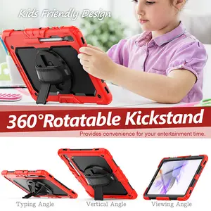 Kids Full Body Shockproof Tablet Cover mit Hand Strap Rotating Kickstand für Samsung Galaxy Tab S7 FE 12.4 T730