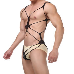 <strong>Men's</strong> Lace <strong>Bodystocking</strong>, Open Crotch Sheer Fishnet Teddy, Crossdressing Sensual Full Body Suit, Stretchable Lingerie - Product Image 4