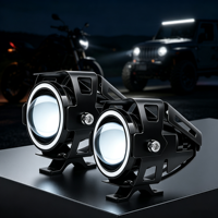 JHS Neblineros Spot lampe phare diable ange yeux conduite brouillard Moto lumière auxiliaire U7 Mini LED moto projecteur projecteur