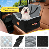 Coussin de siège auto universel pour chiens, coussin de voyage moelleux pour siège avant de véhicule avec ceinture de sécurité