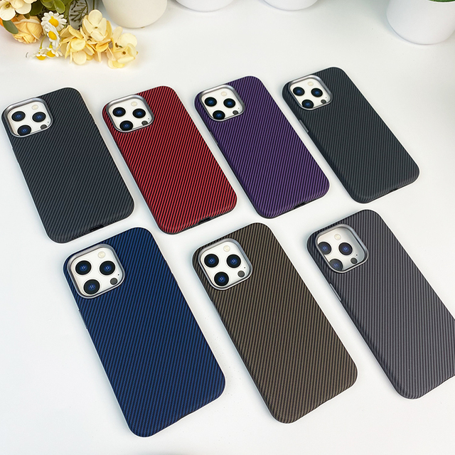Carbon Fiber Pattern TPU+PC Shell Shockproof Phone Case for 15/16 Pro Max/14 Plus/13/12 Pro Sports Design 7 Colors