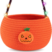 Panier à bonbons en forme de citrouille d'Halloween XINYIDE, panier à bonbons tissé à la main en corde de coton, seau pour la distribution de friandises, panier de rangement pour cadeaux de fête d'Halloween pour enfants
