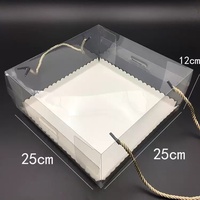 Boîte à gâteau carrée transparente blanche portable multi-tailles en PET à fond plat pour cupcakes, pain, desserts, macarons et biscuits avec poignée