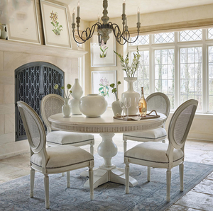 <span class=keywords><strong>Tavolo</strong></span> da Pranzo Rotondo Grande <span class=keywords><strong>Allungabile</strong></span> e Pieghevole in <span class=keywords><strong>Legno</strong></span> Massello Bianco di Lusso Stile Vintage Francese - Product Image 2