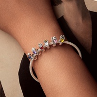 925 argent Sterling douze pierres de naissance perles coloré Zircon fleur breloques Fit femme fille Bracelet bricolage accessoires cadeau SCC3005