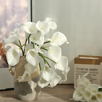 Bunga Calla Lily Buatan Sentuhan Realistis Warna Putih Ukuran 35cm untuk Pembuatan Buket Pernikahan dan Dekorasi Rangkaian Bunga