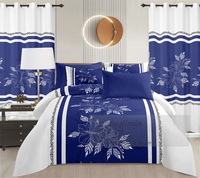 Parures de lit avec rideaux assortis, taille King, 6 pièces, drap de lit en polyester, drap de lit en coton