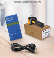 Escáner de Códigos de Barras de Fábrica, Lector de Códigos de Barras 1D y 2D con Cable Largo, Escáner Portátil para Inventario y Logística