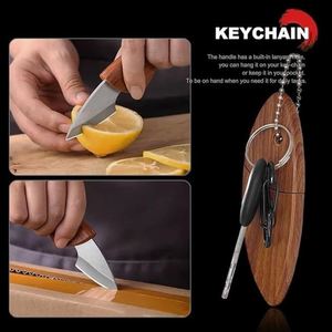 Couteau pliant portable avec manche en bois, petit couteau de poche EDC avec lame en acier inoxydable tranchante, parfait pour les tâches quotidiennes - Product Image 3