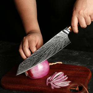 Pisau dapur Amber Damaskus 73 Lapis pisau Kiritsuke Jepang dengan pegangan kayu Resin - Product Image 6