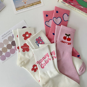 Spring and Summer Ins Mid-tube Thin Breathable Trend Women <strong>Cozy</strong> Custom logo Cotton <strong>Socks</strong> With Design - Product Image 4