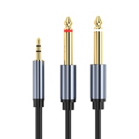 Kabel Splitter Y 3.5mm 1/8" TRS ke Dual 6.35mm 1/4" TS Mono Stereo