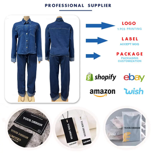 H9050 Trendy Retro Denim Sets for Women Casual Long Sleeve Lapel <strong>Jacket</strong> + <strong>Straight</strong> Pants Jeans Cargo Denim Set Outfits for Women - Product Image 3