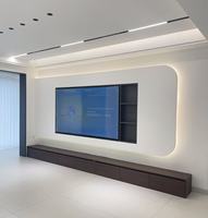 Mueble de TV Moderno de Lujo en Madera, Mueble de Pared para TV, Centro de Entretenimiento LED Personalizado, Mueble de Pared para TV para Sala de Estar, Conjunto de Muebles para Villa