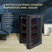 Nouvel arrivage Refroidisseur à vin électrique 6 bouteilles Mini réfrigérateur portable à affichage LED pour la maison, l'hôtel, l'extérieur de la voiture avec une capacité de 16 litres