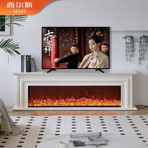 इनडोर सजावटी रिमोट इन्फ्रारेड एलईडी फ्लेम इलेक्ट्रिक फायरप्लेस कोर व्हाइट फॉक्स वुडन सराउंड फायरप्लेस टीवी स्टैंड मेंटल - Product Image 3