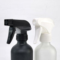 Bouteille de vaporisateur d'ambiance en verre Boston rond givré noir mat de 250 ml, 500 ml, 8 oz, 16 oz avec pulvérisateur à gâchette