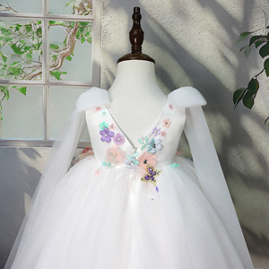 Abiti da Principessa per Bambine con Ricamo Floreale Bianco, Vestiti da Cerimonia per Feste di <span class=keywords><strong>Compleanno</strong></span> e Matrimoni - Product Image 6