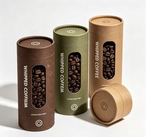 Tube à café en papier kraft écologique avec fenêtre transparente, boîte cylindrique recyclable pour le stockage des grains de café - Product Image 3