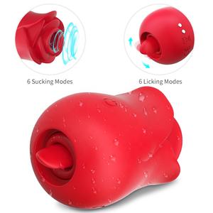 Consolador de silicona en forma de rosa 2 en 1 alimentado por USB, vibrador de bragas, juguete sexual para adultos para mujeres con lamer la lengua y estimulación del clítoris - Product Image 3