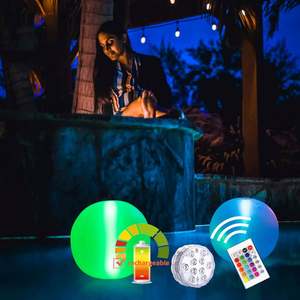 Boule de décoration de fête en plein air, plafonnier suspendu, éclairage LED 16 rvb, sphère gonflable - Product Image 2