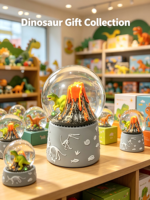 Globe à neige à thème dinosaure en résine polie avec impression numérique, scène de Noël, décoration pour boutique de cadeaux, vente en gros