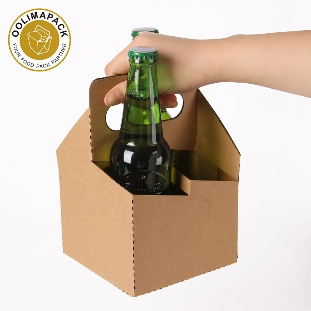 4pack,6pack Foldable Paper Beer Carrier Box,insulated Beer Bottle Carrier Beer Packaging Carton