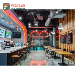 Vitrine à café autoportante en bois stratifié avec espace de présentation pour couvercles de tasses - Product Image 3