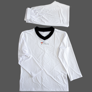 ชุดเทควันโด Goregain <span class=keywords><strong>WTF</strong></span> รุ่นใหม่ สีดำ คอเสื้อแบบ Unisex ผลิตจากผ้าโพลีเอสเตอร์ผสมสแปนเด็กซ์ สำหรับฝึกซ้อม สามารถสั่งตัดได้ - Product Image 6