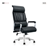 Chaise de bureau exécutive moderne en cuir noir multifonctionnelle ergonomique pour ordinateur