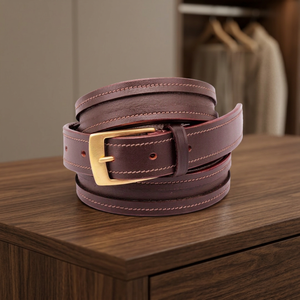 Genuine Buffalo Cowhide Leather BS International Steel Buckle <b>Vintage</b> Style Eco-Friendly Waterproof Reversible Lightweight <b>Belt</b> - Product Image 1