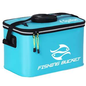 Seau à poisson pliable pliable conteneur de poisson vivant multi-fonctionnel leurres vivants seau extérieur EVA boîte de pêche 12L 3 gallons - Product Image 1