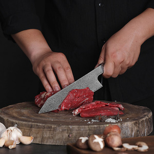 Couteau de chef multifonctionnel Kiritsuke Nakiri en acier Damas de 8 pouces pour bouchers et chefs - Product Image 3