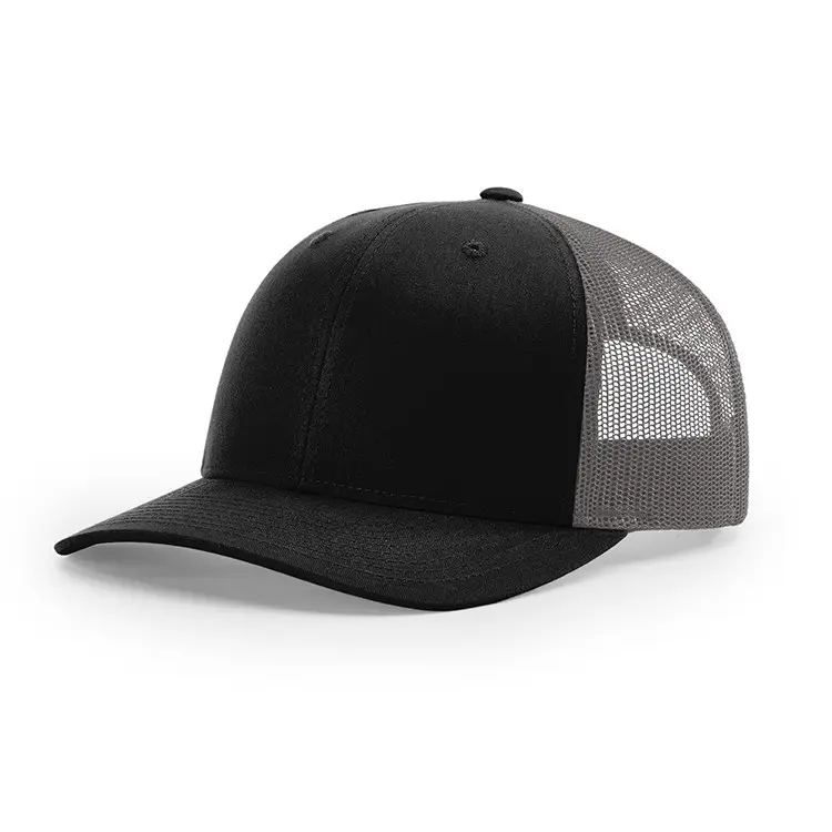 사용자 정의 6 패널 Richardson 스타일 112 모양 빈 Snapback 모자, 일반 빈 검은 트럭 모자, 메쉬 트럭 운전사 모자